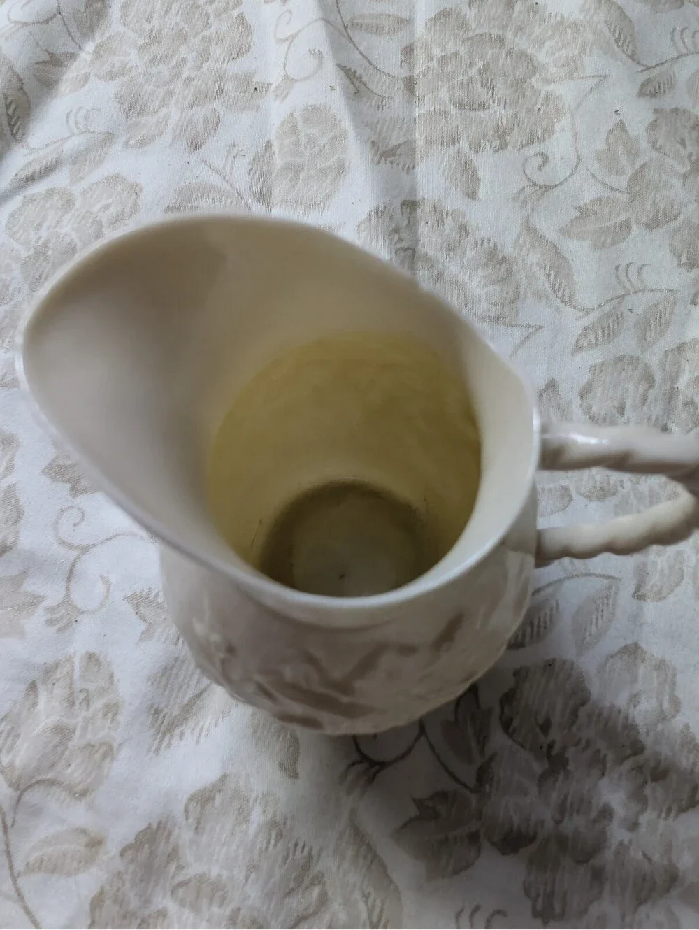 Vintage Belleek Porcelain Mini Creamer Pitcher with Floral Relief